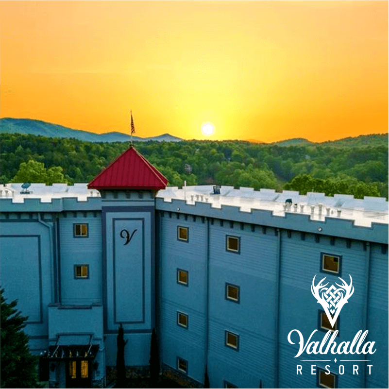 Sunrise behind Valhalla Resort