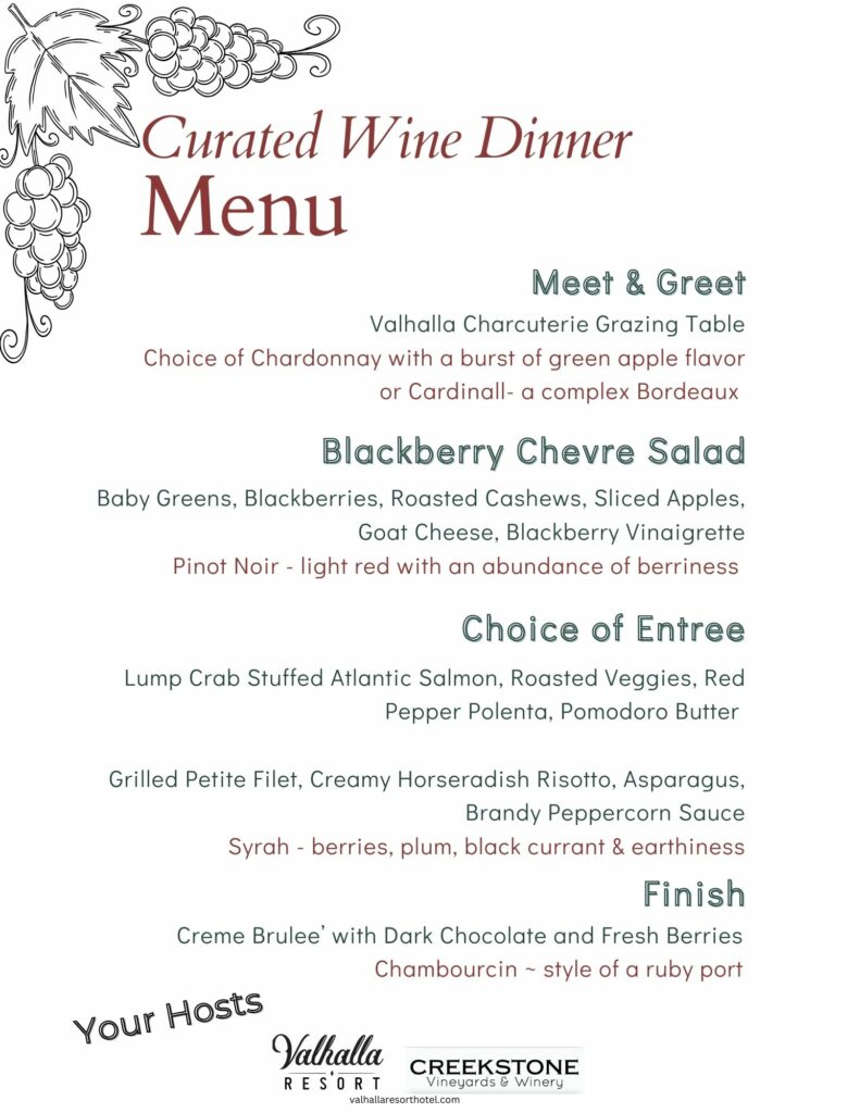 wine dinner menu