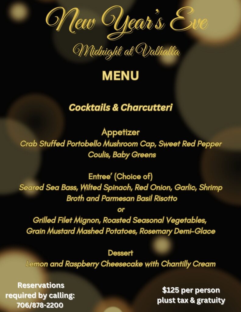 Midnight At Valhalla Menu